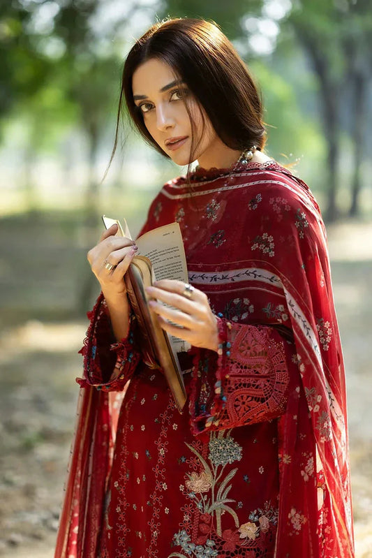 Picture of Elaf - Chikankari Prints With Chiffon Dupatta - ERC-1B MARJAAN - Unstitched - Available at Raja Sahib
