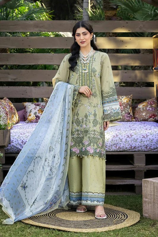 Picture of Elaf - Chikankari Prints With Chiffon Dupatta - ERC-8B MENAH - Unstitched - Available at Raja Sahib
