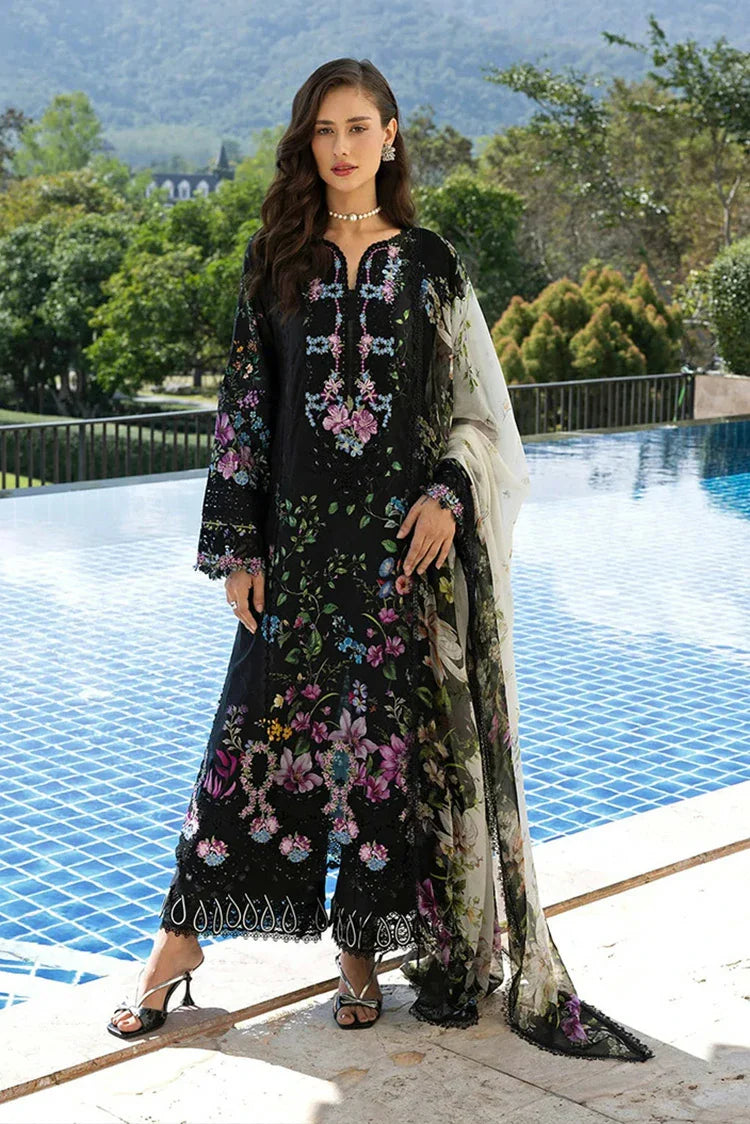 Picture of Elaf - Signature Florals Whispers Collection - ESA-1B BLACK THRONE - Unstitched - Available at Raja Sahib