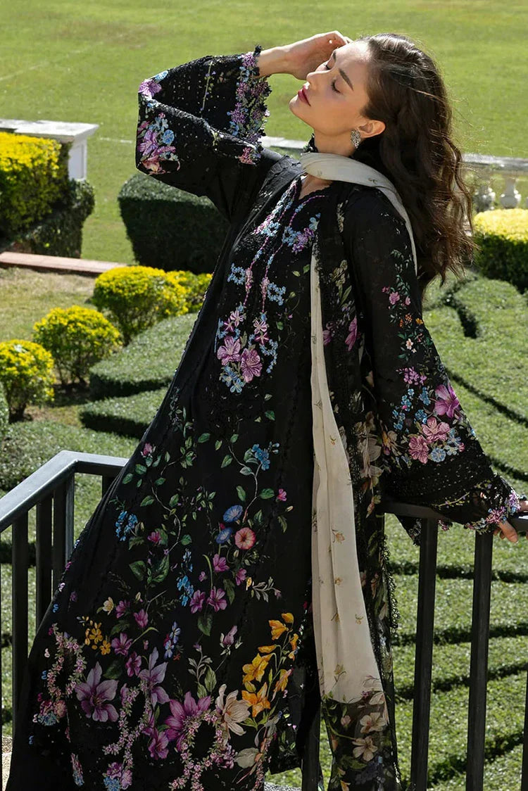 Picture of Elaf - Signature Florals Whispers Collection - ESA-1B BLACK THRONE - Unstitched - Available at Raja Sahib