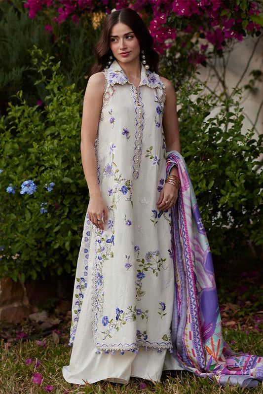 Picture of Farah Talib Aziz - Luv Duv Luxury Lawn Collection - FTA-01 Evita Ivory - Unstitched - Available at Raja Sahib