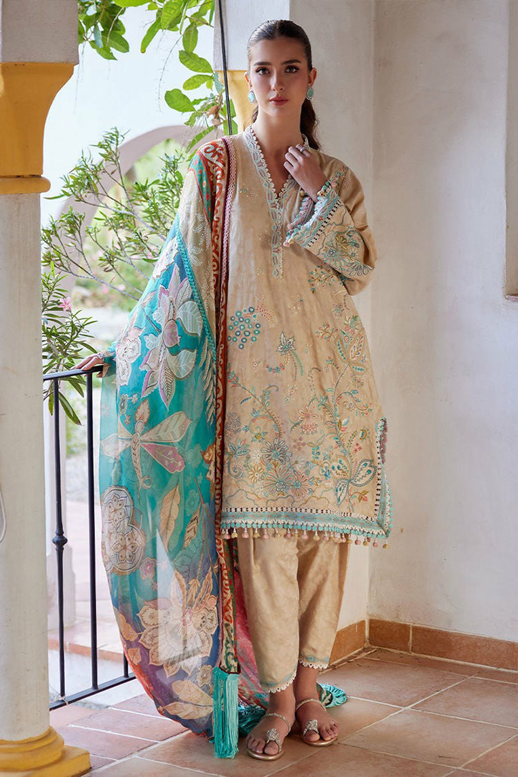 Picture of Farah Talib Aziz - Luv Duv Luxury Lawn Collection - FTA-12 Isabella Sand - Unstitched - Available at Raja Sahib