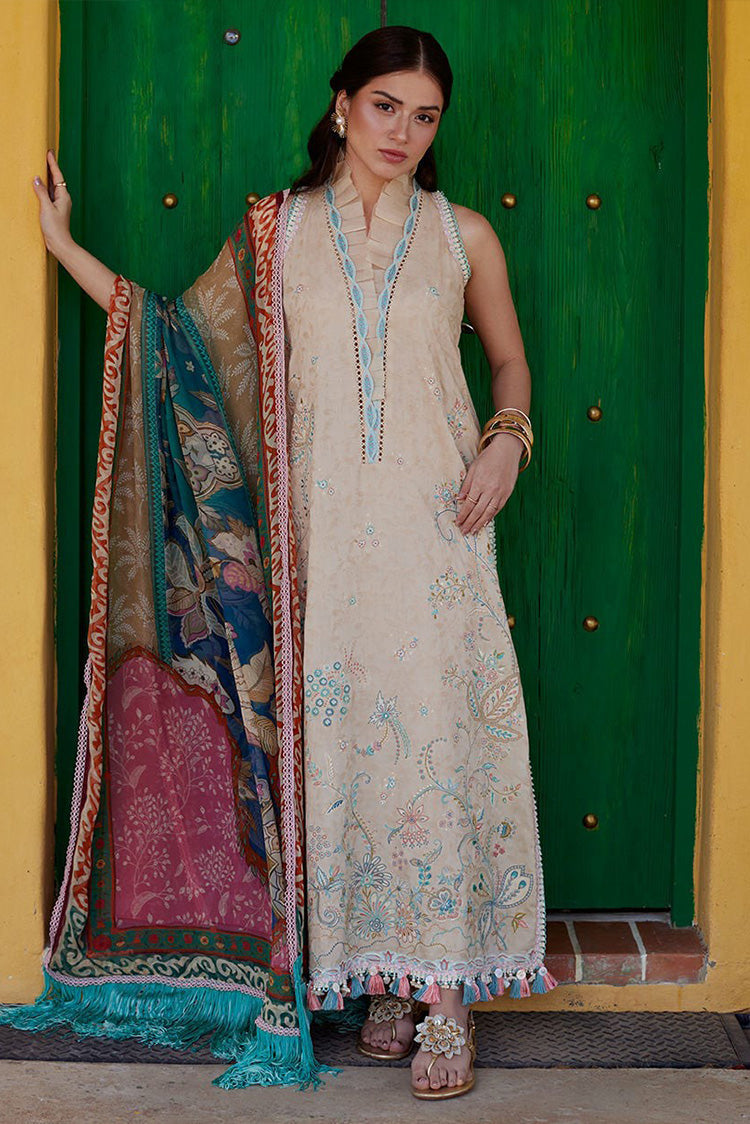 Picture of Farah Talib Aziz - Luv Duv Luxury Lawn Collection - FTA-12 Isabella Sand - Unstitched - Available at Raja Sahib