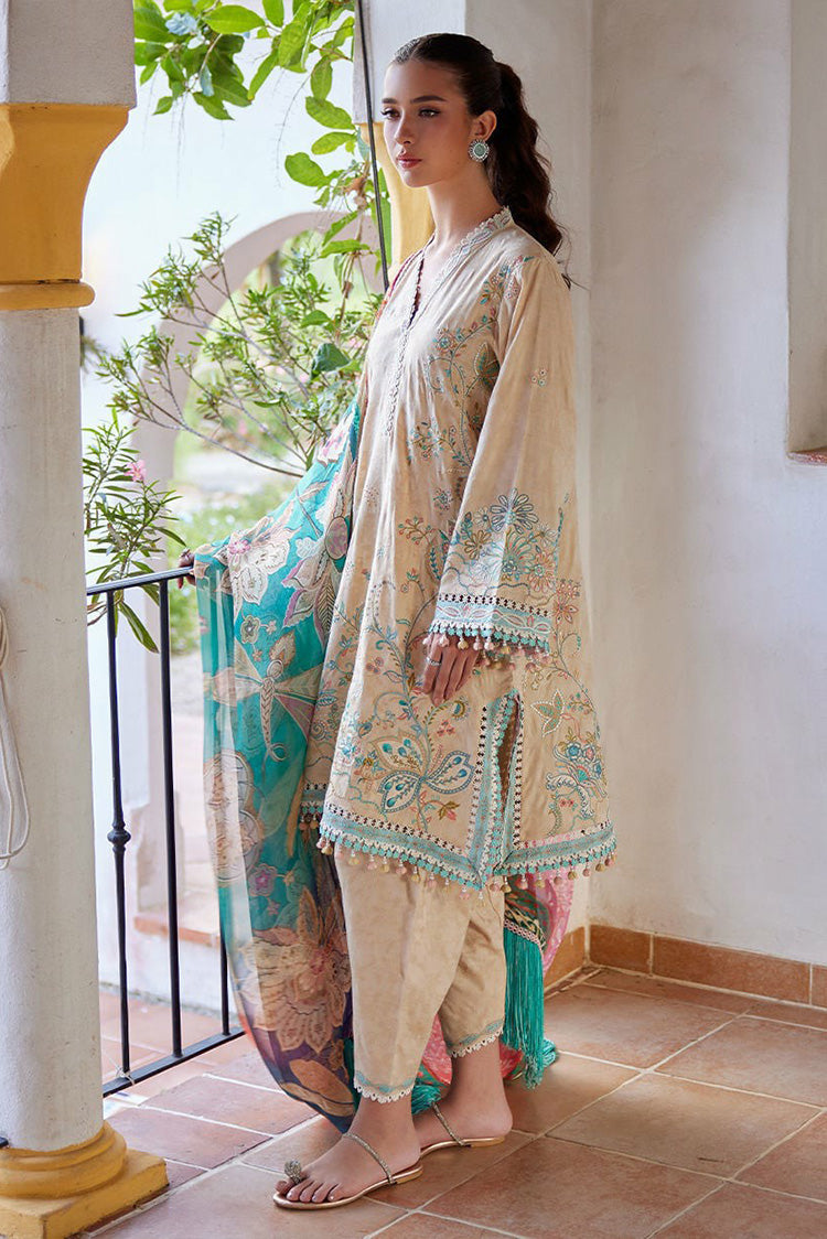 Picture of Farah Talib Aziz - Luv Duv Luxury Lawn Collection - FTA-12 Isabella Sand - Unstitched - Available at Raja Sahib