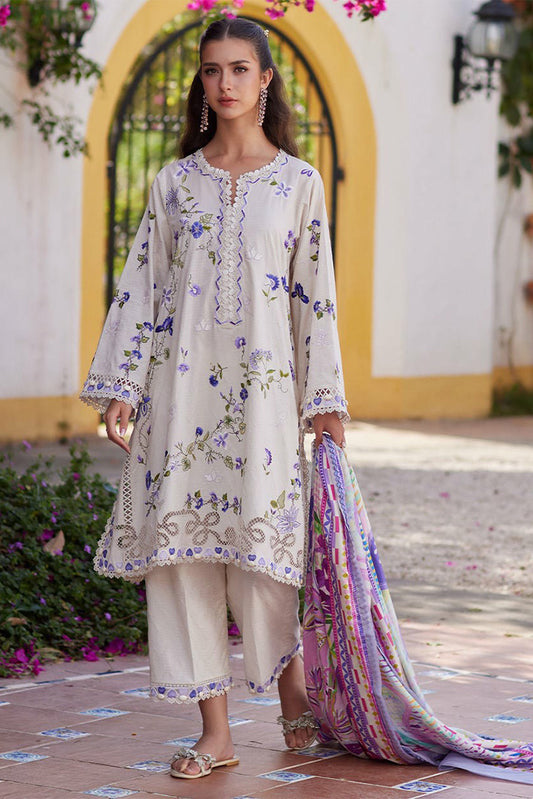 Picture of Farah Talib Aziz - Luv Duv Luxury Lawn Collection - FTA-01 Evita Ivory - Unstitched - Available at Raja Sahib
