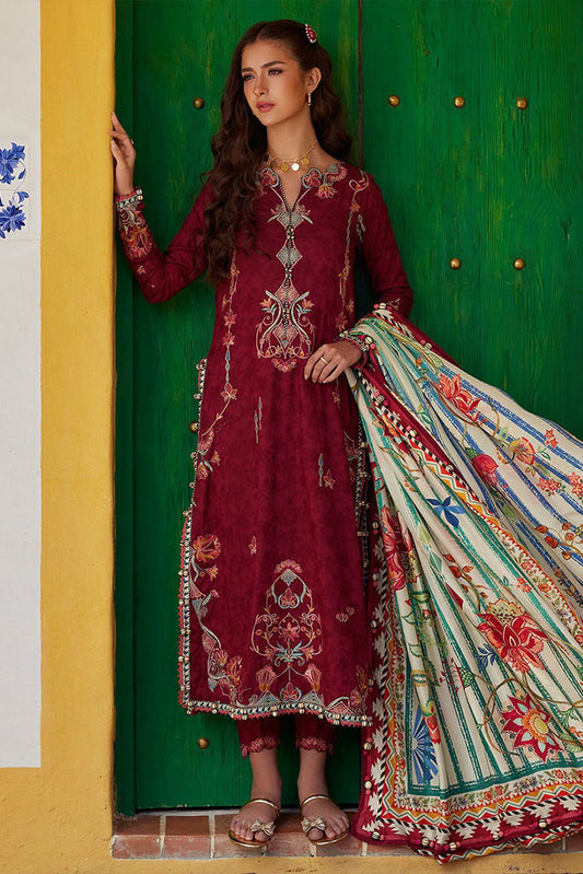 Picture of Farah Talib Aziz - Luv Duv Luxury Lawn Collection - FTA-02 Sofia Scarlet - Unstitched - Available at Raja Sahib