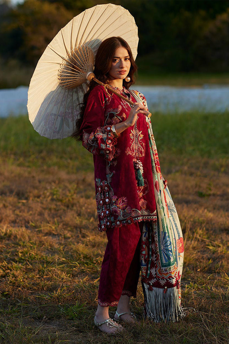 Picture of Farah Talib Aziz - Luv Duv Luxury Lawn Collection - FTA-02 Sofia Scarlet - Unstitched - Available at Raja Sahib