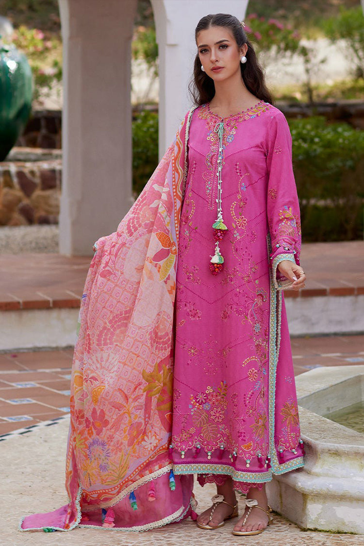 Picture of Farah Talib Aziz - Luv Duv Luxury Lawn Collection - FTA-05 Palmira Pink - Unstitched - Available at Raja Sahib