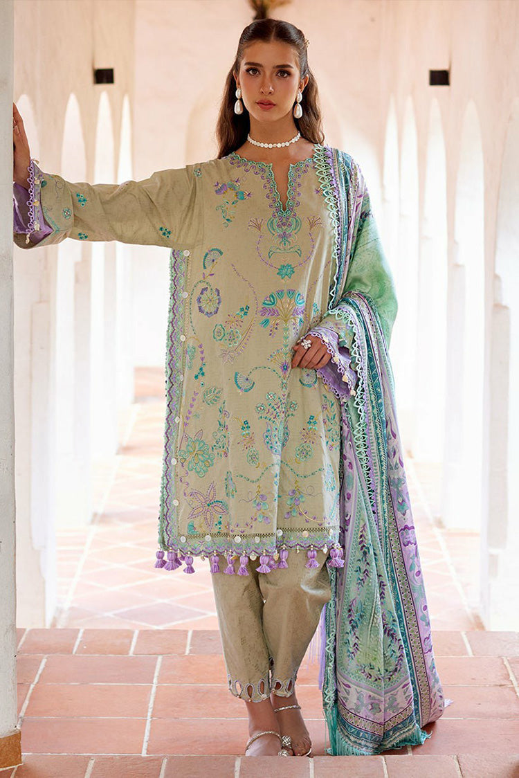 Picture of Farah Talib Aziz - Luv Duv Luxury Lawn Collection - FTA-07 Valeria Olive - Unstitched - Available at Raja Sahib