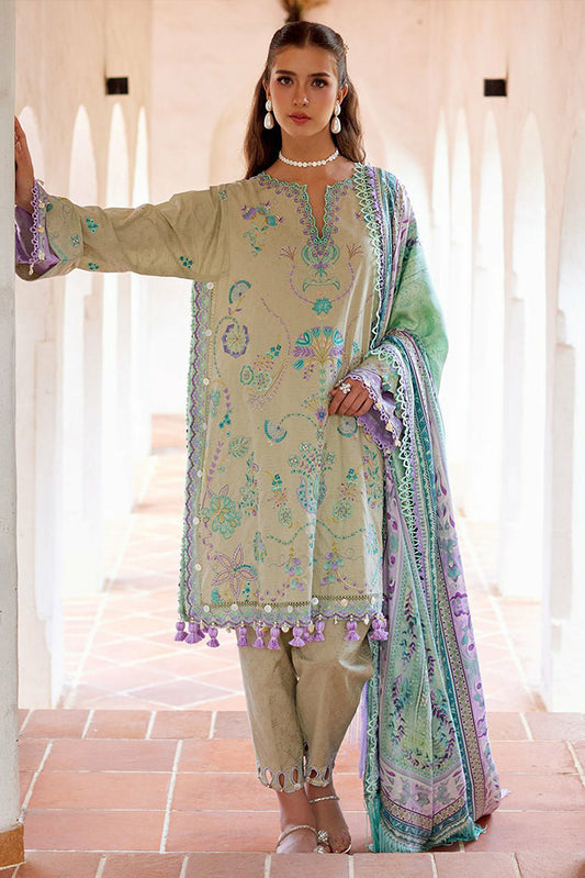 Picture of Farah Talib Aziz - Luv Duv Luxury Lawn Collection - FTA-07 Valeria Olive - Unstitched - Available at Raja Sahib