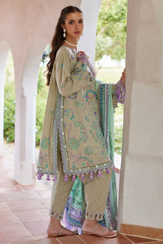 Picture of Farah Talib Aziz - Luv Duv Luxury Lawn Collection - FTA-07 Valeria Olive - Unstitched - Available at Raja Sahib
