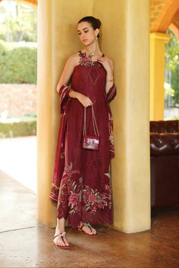Picture of Noor by Saadia Asad - Noor Luxury Eid Handwork Schiffli Laserkari - D10A-Roselle - Unstitched - Available at Raja Sahib