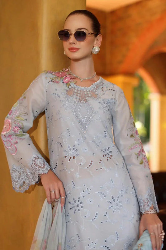 Picture of Noor by Saadia Asad - Noor Luxury Eid Handwork Schiffli Laserkari - D10B-Roselle - Unstitched - Available at Raja Sahib