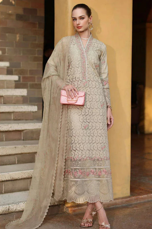 Picture of Noor by Saadia Asad - Noor Luxury Eid Handwork Schiffli Laserkari - D5A-Lunaria - Unstitched - Available at Raja Sahib