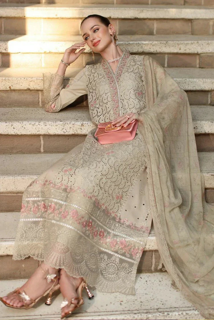 Picture of Noor by Saadia Asad - Noor Luxury Eid Handwork Schiffli Laserkari - D5A-Lunaria - Unstitched - Available at Raja Sahib