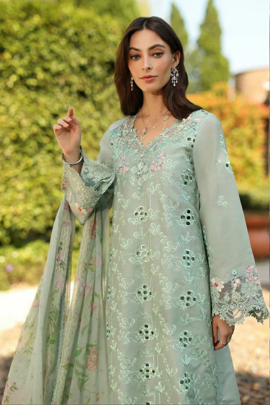 Picture of Noor by Saadia Asad - Noor Luxury Eid Handwork Schiffli Laserkari - D7B-Florine - Unstitched - Available at Raja Sahib