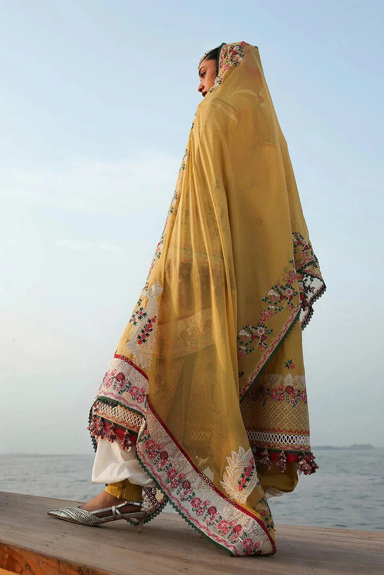 Picture of Hussain Rehar - Kala Bagh Luxury Lawn Eid Edit - D-84-Ochre - Unstitched - Available at Raja Sahib
