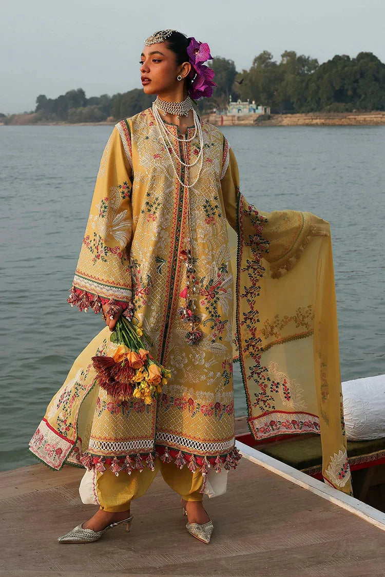Picture of Hussain Rehar - Kala Bagh Luxury Lawn Eid Edit - D-84-Ochre - Unstitched - Available at Raja Sahib