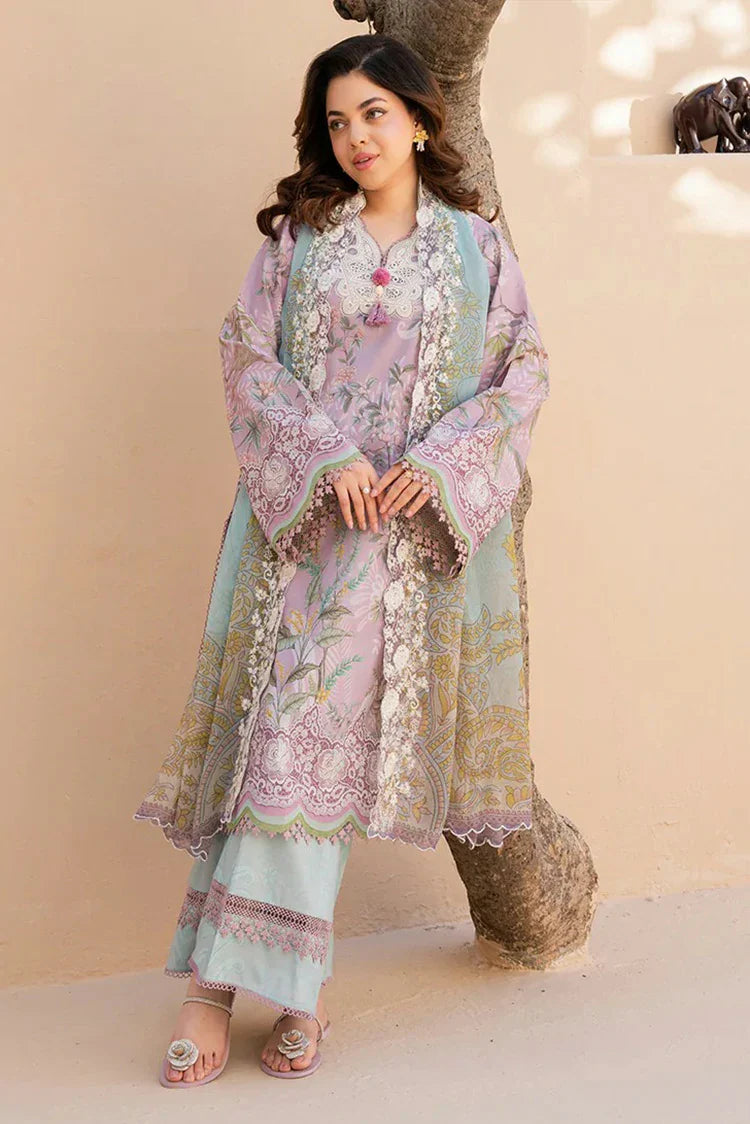 Picture of Roheenaz - Summer in Bloom Printed Vol 3 - 4A-Rose Veil - Unstitched - Available at Raja Sahib