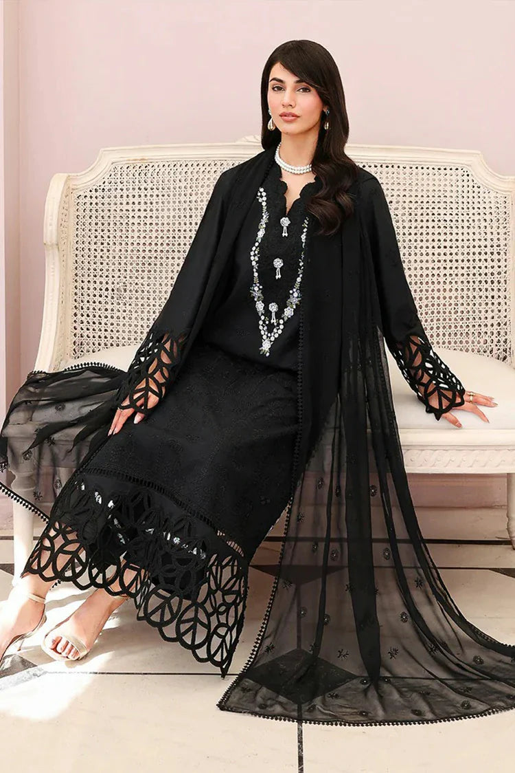 Picture of Roheenaz - Veil of Summer Luxury Lawn - 04 Black Lace - Unstitched - Available at Raja Sahib