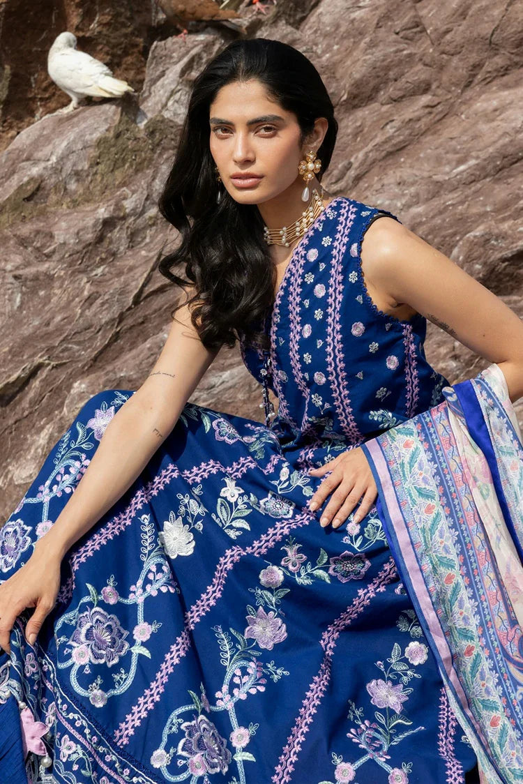 Picture of Sadaf Fawad Khan - Siraa Luxury Lawn Eid Edit - 08 Neel - Unstitched - Available at Raja Sahib