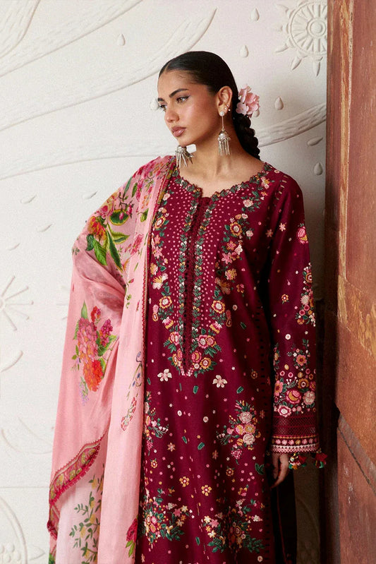 Picture of Hussain Rehar - Zan Spring Summer - D-78 Kestane - Unstitched - Available at Raja Sahib