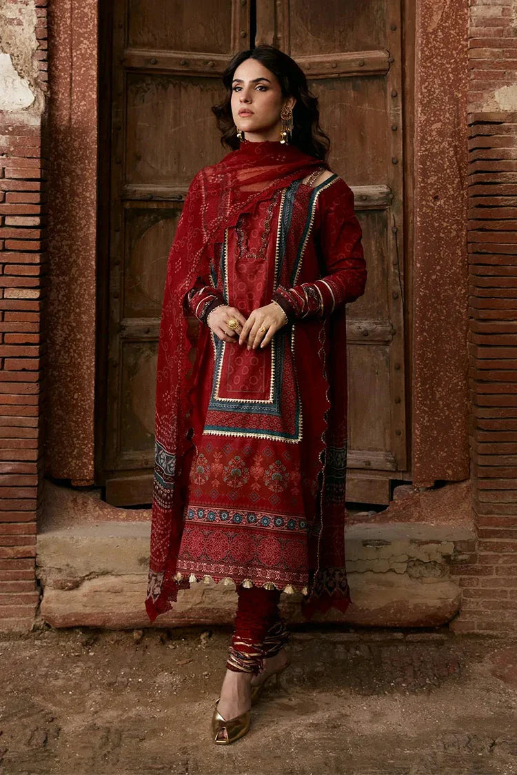 Picture of Kahf - Aangan Printed Chiffon Collection - KPS-1A SURKH NOOR - Unstitched - Available at Raja Sahib