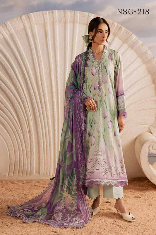 Nureh - Gardenia Embroidered and Printed Lawn Collection Vol 2 - NSG-218 - Unstitched