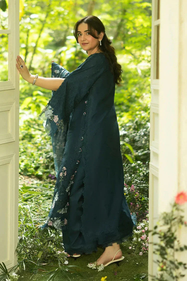 Picture of Elaf - Luxury Lawn Unstitched Vol 2 - ELQ-3B EMERALD FERN - Unstitched - Available at Raja Sahib