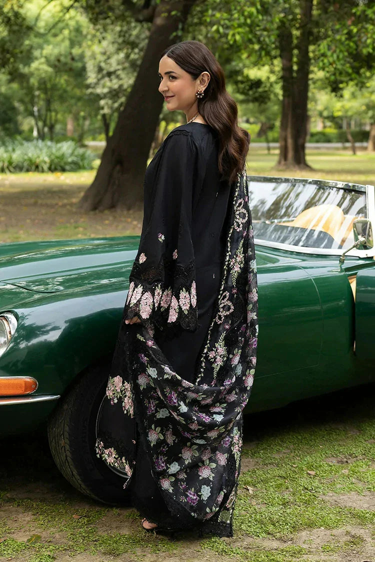 Picture of Elaf - Luxury Lawn Unstitched Vol 2 - ELQ-5B BLACK MASCARA - Unstitched - Available at Raja Sahib
