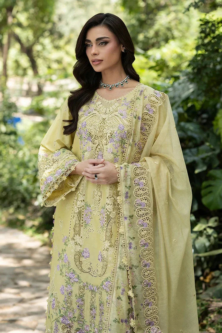 Picture of Elaf - Luxury Lawn Unstitched Vol 2 - ELQ-7A BUTTER YELLOW - Unstitched - Available at Raja Sahib