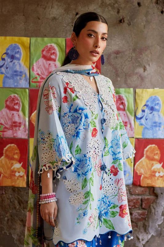 Picture of Zaha - Wild Flower Festive Lawn - BLUE POPPY (ZF26-02) - Unstitched - Available at Raja Sahib