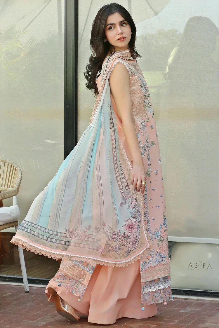 Picture of Asifa & Nabeel - Summer Lawn Soiree - Peach Garden (SL26-05) - Unstitched - Available at Raja Sahib