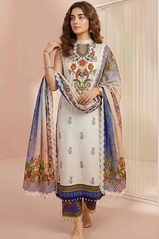 Asifa & Nabeel - Yakin Printed Lawn - Lily (YKL26-05) - Unstitched