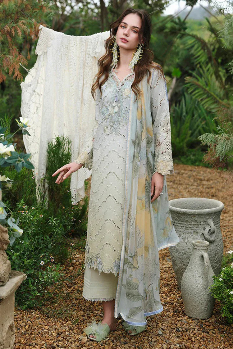 Picture of Mushq - Hemline The Secret Garden Vol 3 - 11-Ivory Botanica - Unstitched - Available at Raja Sahib
