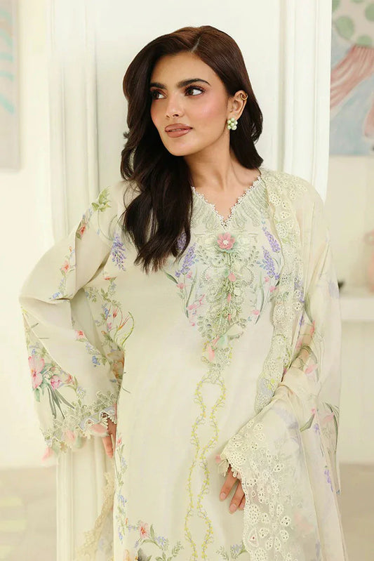 Roheenaz - Petals In Prints - 01-Ivory Sonata - Unstitched