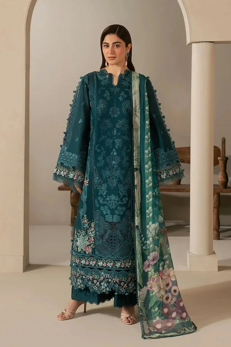 Elaf - E Craft Chikankari With Chiffon Dupatta - EHC-2A MOSS - Unstitched