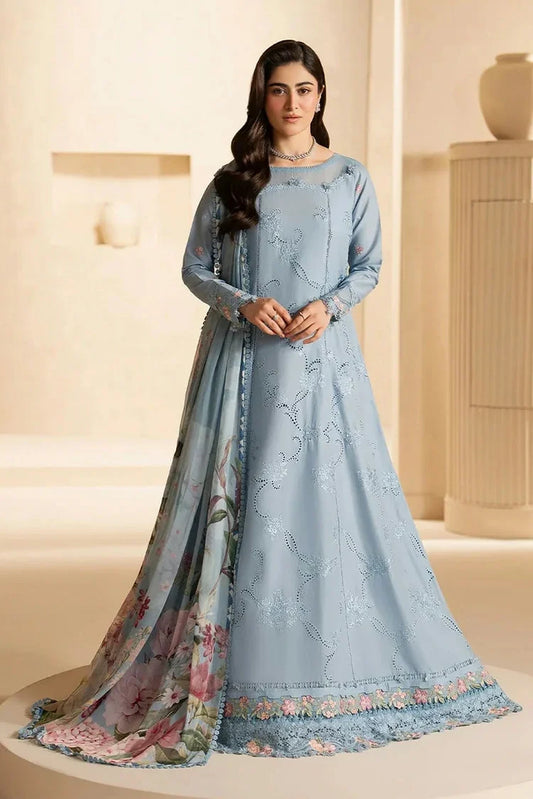 Elaf - E Craft Chikankari With Chiffon Dupatta - EHC-5B PACIFIC - Unstitched