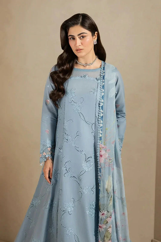 Elaf - E Craft Chikankari With Chiffon Dupatta - EHC-5B PACIFIC - Unstitched