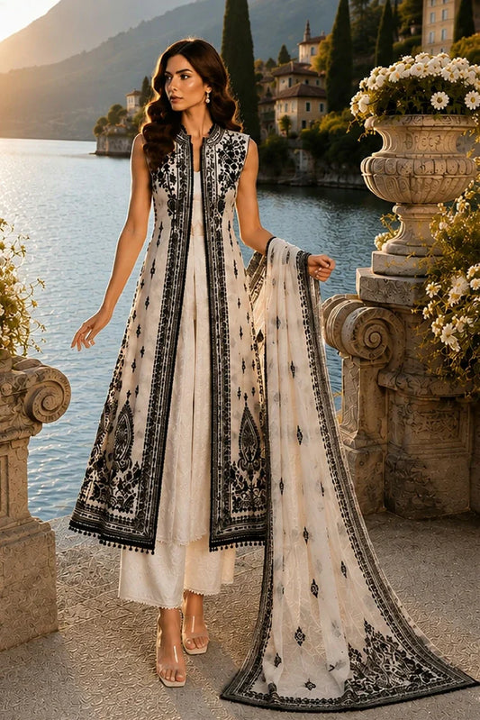 Noor by Saadia Asad - Nooriyah Luxury Embroidered Chiffon - Design 04 - Unstitched