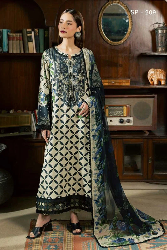 Nureh - Signature Print Printed Viscose Slub Collection Vol 3 - SP-209 - Unstitched