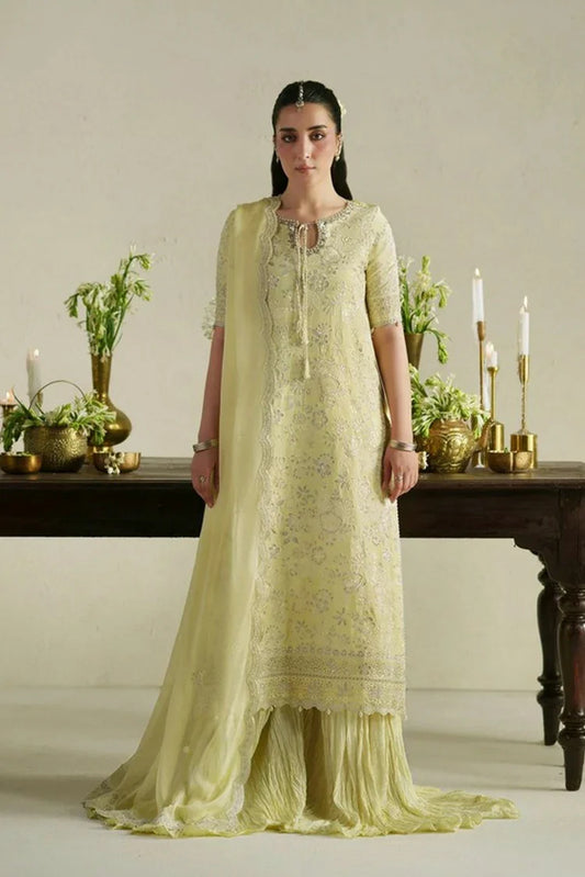 Vera - Raw Silk Edit - 06-Gulab Butter Yellow Shirt Set - Unstitched