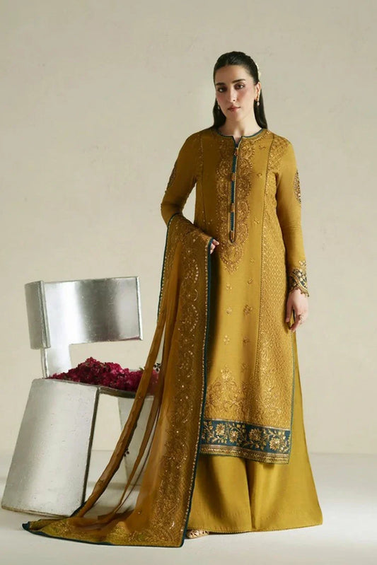 Vera - Raw Silk Edit - 08-Kundan Antique Gold Shirt Set - Unstitched
