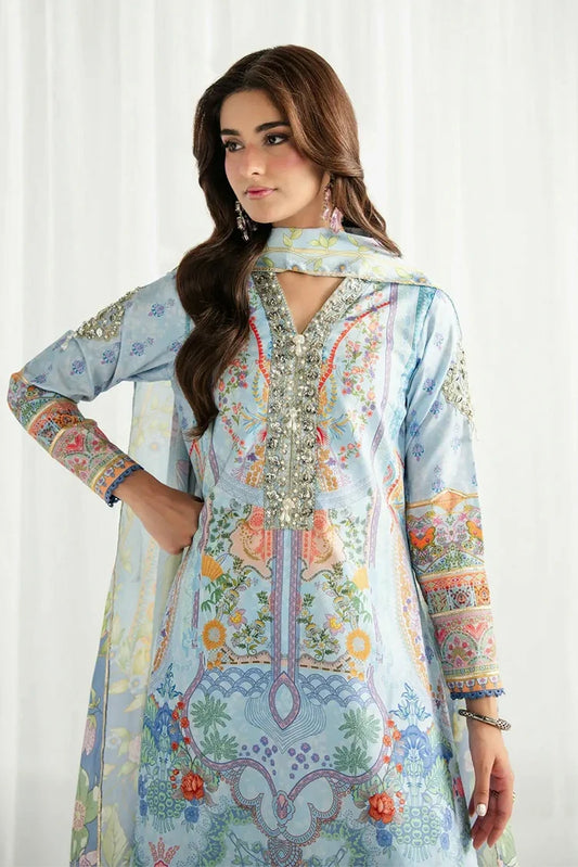 Gulaal - Aira Printed Silk - GS-10-Misty - Unstitched