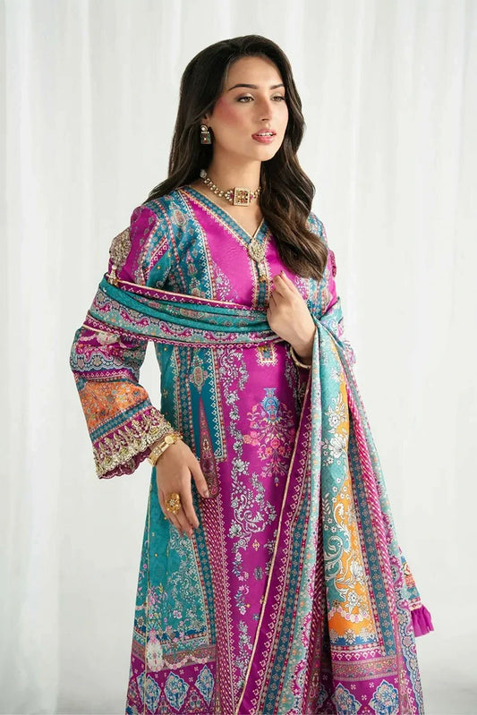 Gulaal - Aira Printed Silk - GS-09-Magenta Mischief - Unstitched