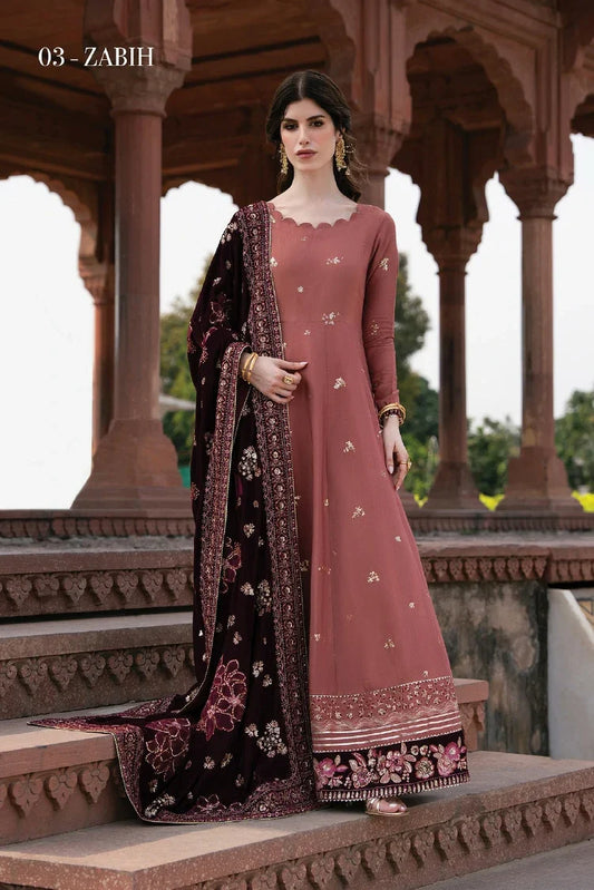 Xenia - Mor Velvet Collection - D-03-ZABIH - Unstitched