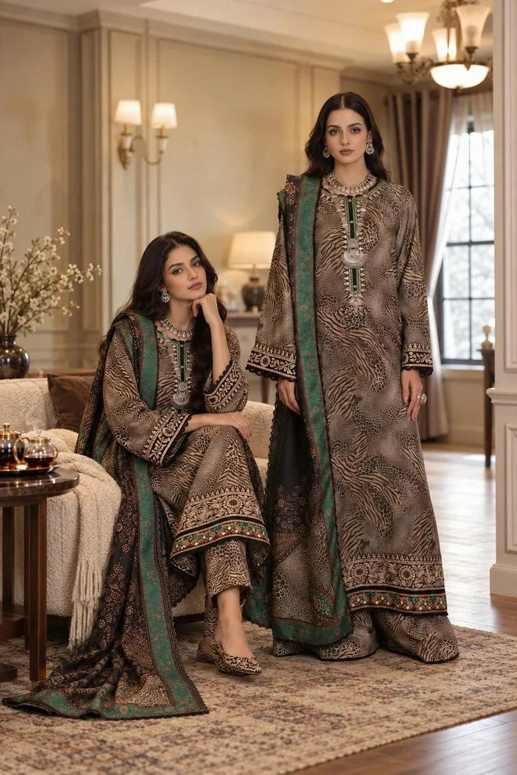 Picture of Noor by Saadia Asad - Noor Winter Embroidered Prinkhaas - Design-1A - Unstitched - Available at Raja Sahib