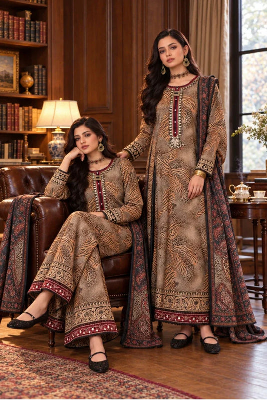 Picture of Noor by Saadia Asad - Noor Winter Embroidered Prinkhaas - Design-1B - Unstitched - Available at Raja Sahib