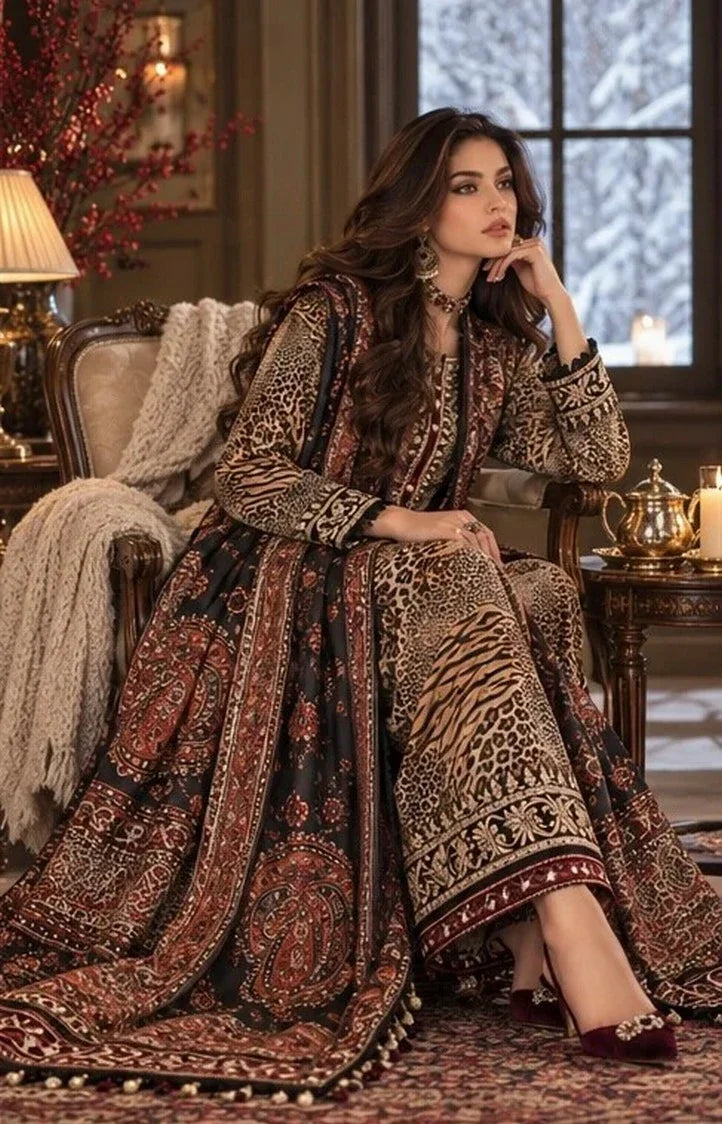 Picture of Noor by Saadia Asad - Noor Winter Embroidered Prinkhaas - Design-1B - Unstitched - Available at Raja Sahib