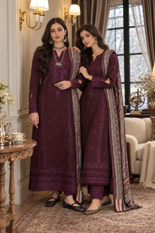 Picture of Noor by Saadia Asad - Noor Winter Embroidered Prinkhaas - Design-7B - Unstitched - Available at Raja Sahib